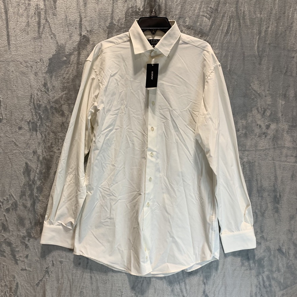 Alfani Men's Button Down Shirt White Regular Fit 14-14.5 32/33‎